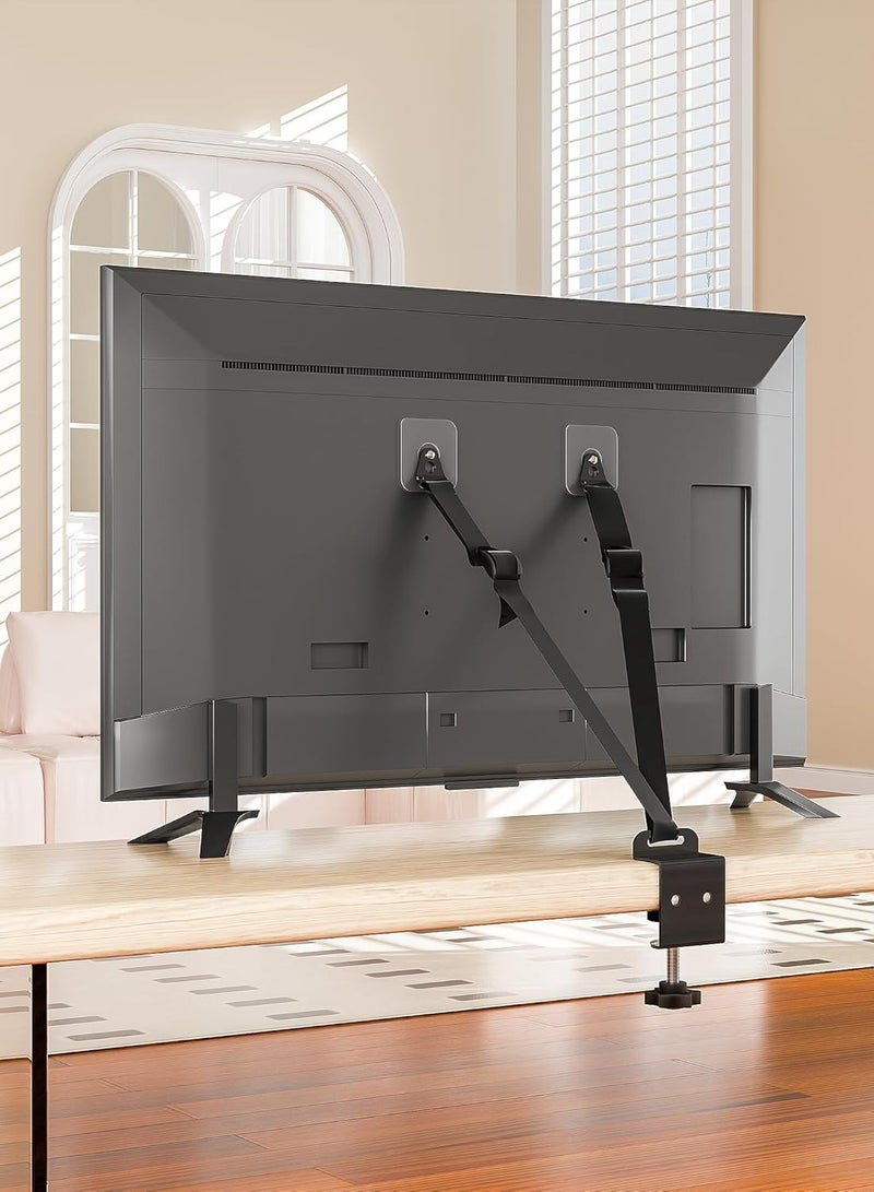 S-Color TV Safety Straps, No-Drill TV Straps Safety for Flat Screen, Anti-Tip TV Straps for Baby Proofing with Metal C-Clamp, VESA & Adhesive 2 Mounting Options, 304 Stainless Steel Screws, Black - Image 2