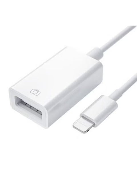 GS10 Lightning to USB OTG Adapter for iPhone and iPad, High-Speed Data Transfer and Charging, Plug & Play Connector for Flash Drives, Keyboards, Mice, and More in White