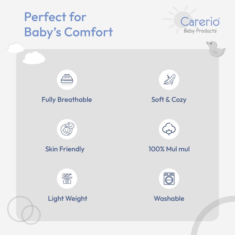 Carerio Newborn Baby Godadi, Soft Mulmul Cotton Baby Bed, Godadi, Crib Sheet, Cartoon Mat Bedding, Multicolor (Medium, Cloudy Skies (04)) - Image 5
