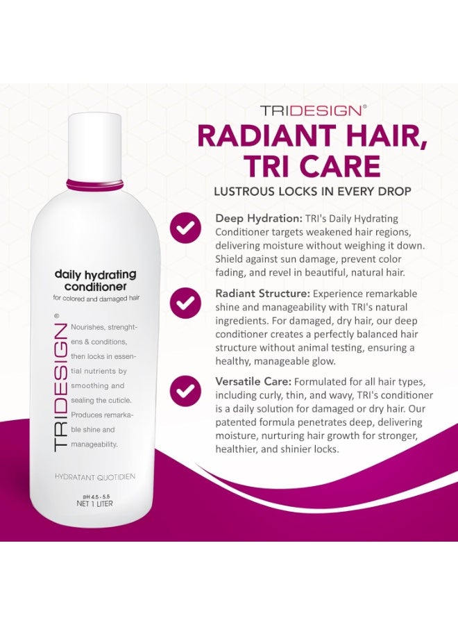 TRIDESIGN TRI Design Hair Conditioner for Women or Extra Moisturizing Conditioner for Dry Hair, Hair Care Restoration for Colored Hair, Adds Luminous Volume, Hydration, Strong & Healthy Hair, 33.8 Fluid Oz  - Image 4