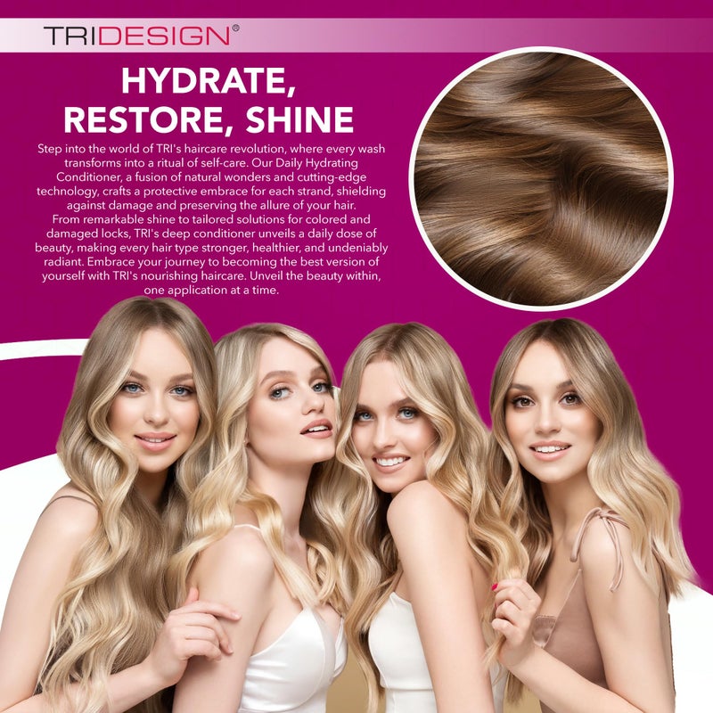 TRIDESIGN Hair Conditioner for Women or Extra Moisturizing Conditioner for Dry Hair, Hair Care Restoration for Colored Hair, Adds Luminous Volume, Hydration, Strong & Healthy Hair, 33.8 Fluid Oz - Image 3