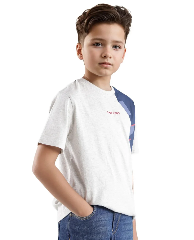 Rare Ones Rare Ones Kids Si Light Grey Cotton Short Sleeve Crew Neck Raised Hd Print T-Shirt