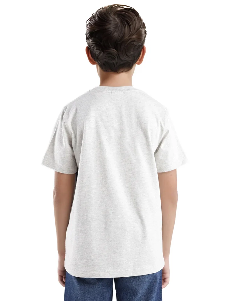 Rare Ones Rare Ones Kids Si Light Grey Cotton Short Sleeve Crew Neck Raised Hd Print T-Shirt