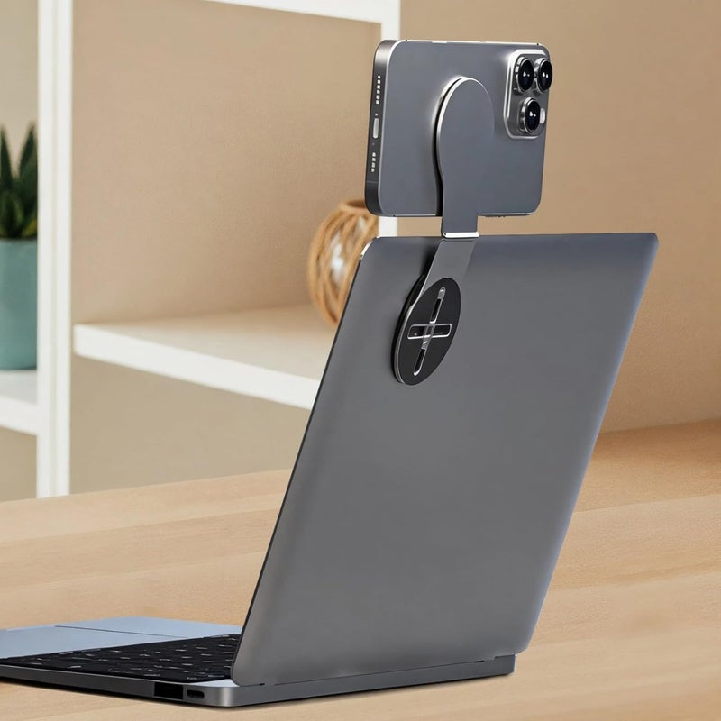 2-Pack Foldable Adsorptive Phone Mount for Laptops, Detachable Screen Extender, Compatible with All Smartphones for Desk, Car & Wall Use - Image 2