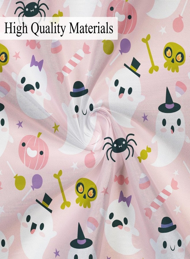 Leowefowa Halloween Shower Curtain Cute Ghost Pumpkin Lantern Shower Curtains Pink Funny Skull Bat Spider WebTrick or Treat Bathroom Decor Waterproof Durable Fabric 72x72 inch - Image 5