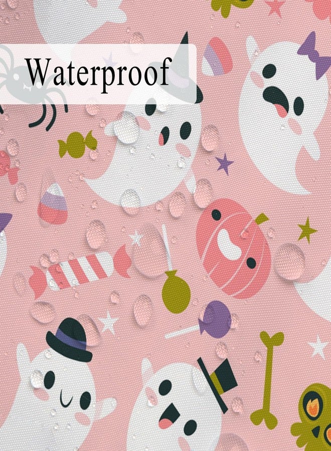Leowefowa Halloween Shower Curtain Cute Ghost Pumpkin Lantern Shower Curtains Pink Funny Skull Bat Spider WebTrick or Treat Bathroom Decor Waterproof Durable Fabric 72x72 inch - Image 4