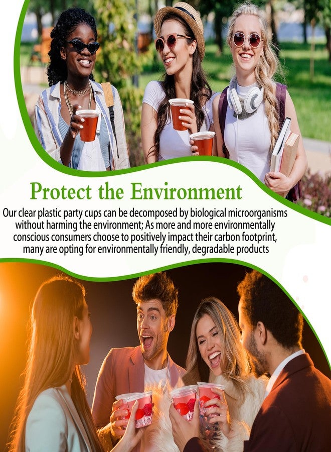 Hsei 200 Pcs 9 oz Compostable Cup Made with Plants Clear Plastic Cups Disposable Non Toxic and Eco Friendly Drinking Clear Cups for Ice Coffee Smoothie Cold Drinks - Image 5