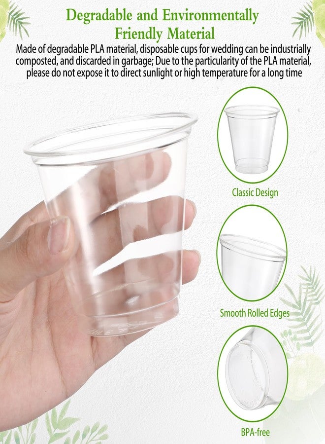 Hsei 200 Pcs 9 oz Compostable Cup Made with Plants Clear Plastic Cups Disposable Non Toxic and Eco Friendly Drinking Clear Cups for Ice Coffee Smoothie Cold Drinks - Image 3