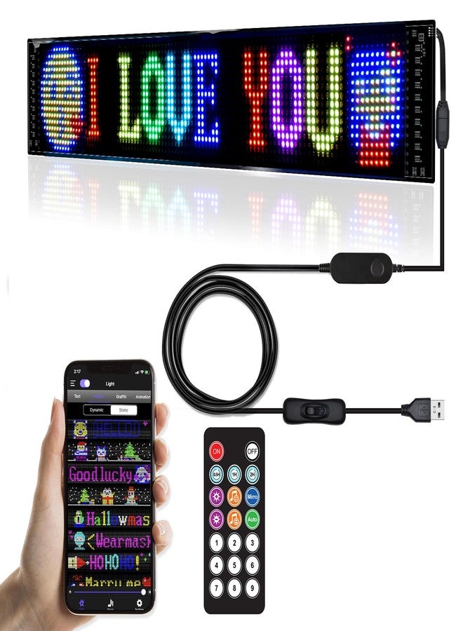 لوحة سيارة LED قابلة للبرمجة من XIAOOHO، لوحة LED متحركة، شاشة عرض رسائل LED RGB مرنة، تطبيق بلوتوث، ألوان تصميم يمكنك تخصيصها بنفسك، رسوم متحركة، نص، كتابة جرافيتي (RC23 بوصة × 5 بوصات) - Image 1