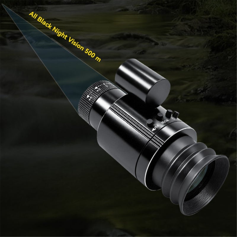 Night Vision Monocular: 1.54-Inch Crisp AMOLED Display, IP68 Waterproof, 1X-4X Digital Zoom, 500m Range, 1800mAh Rechargeable - Black Night Vision Device for Outdoor Hunting, Wildlife Watching, Campin - Image 5