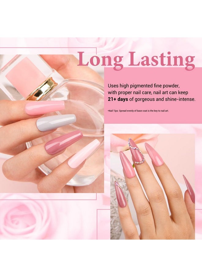 AZUREBEAUTY - Dip Powder Nail Kit 4 Colors Gentle Nude Pink Neutral Skin Dipping Powder System Liquid Set Recycling Tray With Base & Top Coat Activator For French Nail Art Manicure Salon Diy At Home - Image 1