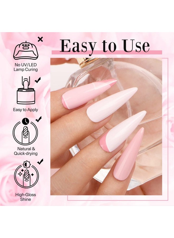 AZUREBEAUTY - Dip Powder Nail Kit 4 Colors Gentle Nude Pink Neutral Skin Dipping Powder System Liquid Set Recycling Tray With Base & Top Coat Activator For French Nail Art Manicure Salon Diy At Home - Image 1