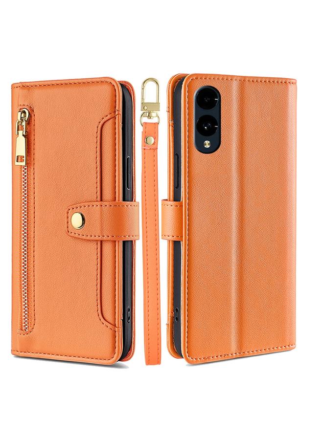 Zaboon Case For Fujitsu Arrows We2 Sheep Texture Cross-body Zipper Wallet Leather Phone Case - Image 1