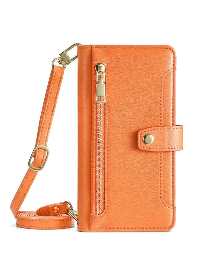 Zaboon Case For Fujitsu Arrows We2 Sheep Texture Cross-body Zipper Wallet Leather Phone Case - Image 2
