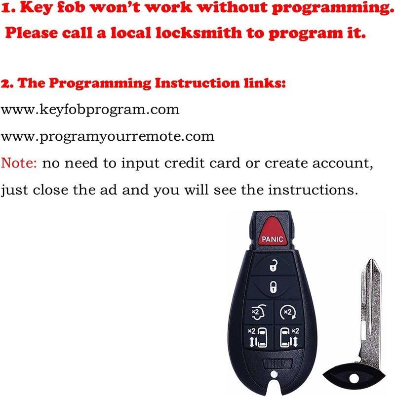 MechanMagic Key Fob Replacement Compatible for Chrysler Town and Country Dodge Grand Caravan 2008-2020 Car Keyless Entry Remote Control M3N5WY783X IYZ-C01C - Image 5