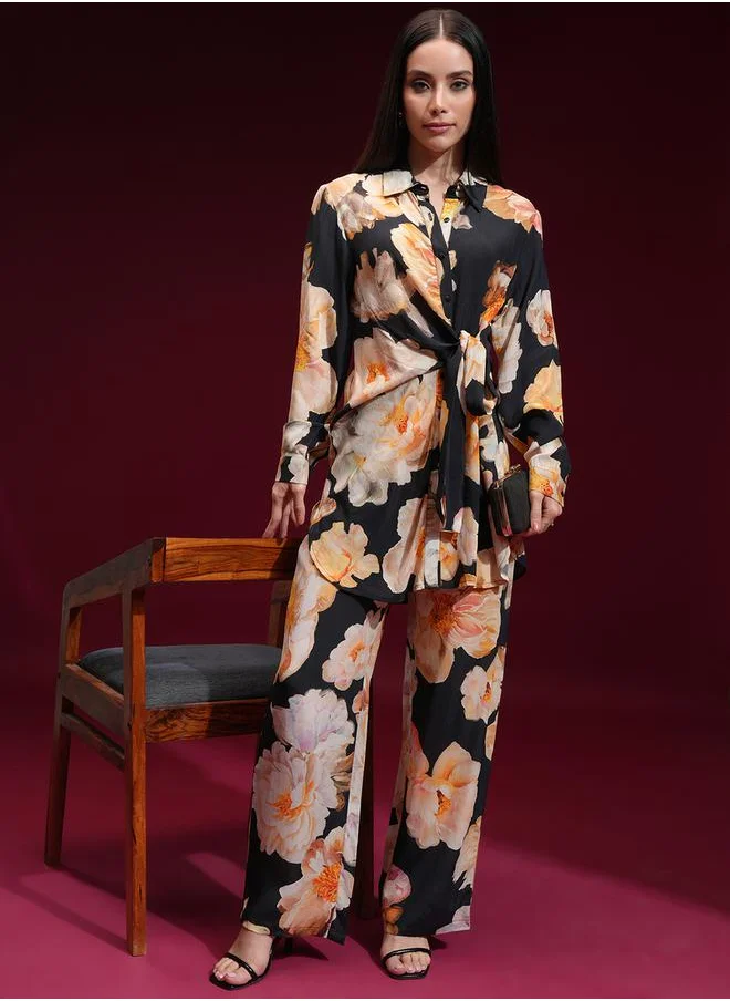 Vishudh Floral Printed Long Sleeves Shirt and Trousers Co-Ords by Styli