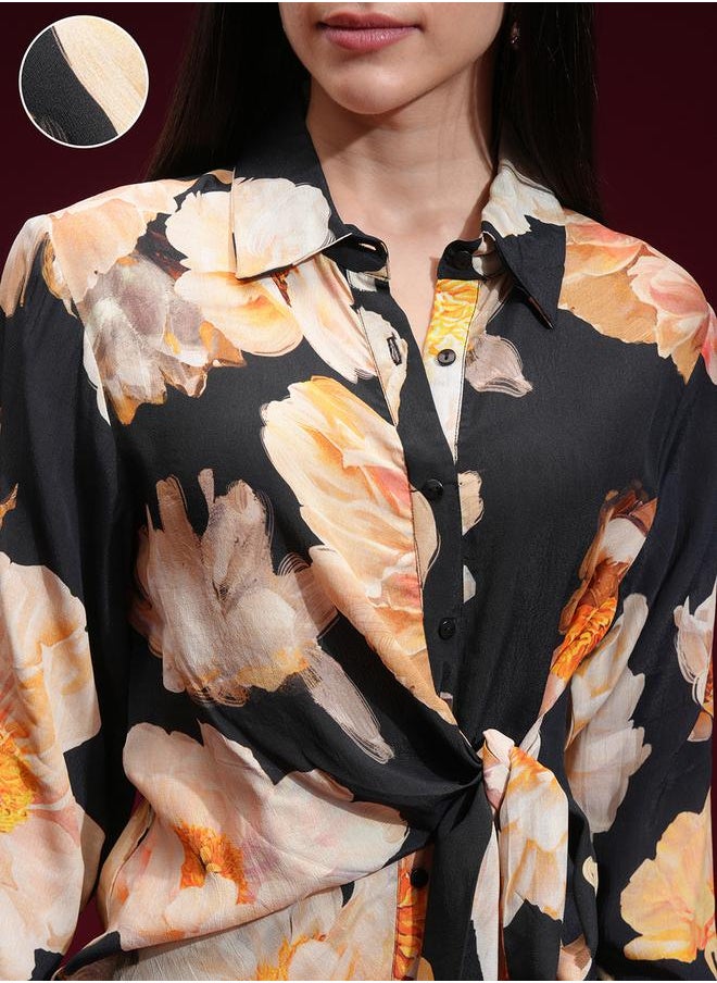 Vishudh - Floral Printed Long Sleeves Shirt and Trousers Co-Ords by Styli - Image 1