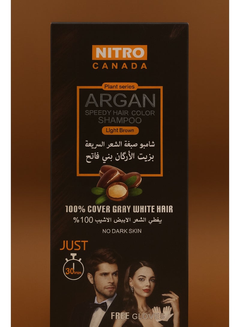 نيترو كندا شامبو نيترو كندا لصبغ الشعر بالأرغان - بني فاتح، 420 مل، مع قفازات مجانية | استخدام لمدة 30 دقيقة - Image 2
