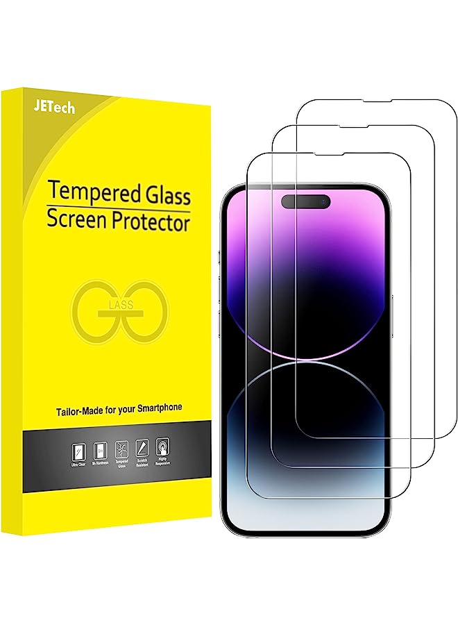 Jetech Full Coverage Screen Protector For Iphone 14 Pro 6.1-Inch, 9H Tempered Glass Film Case-Friendly, Hd Clear, 3-Pack - Image 1