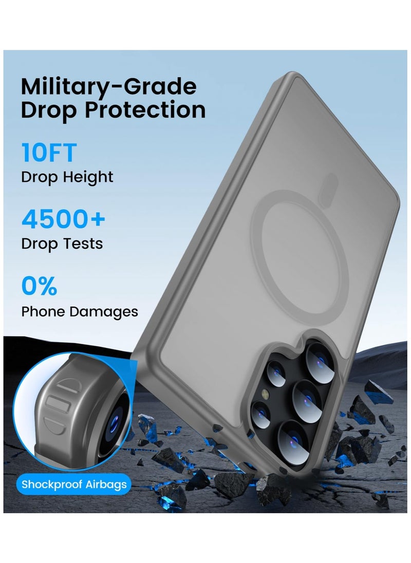 YoYoTech S25 Ultra Magnetic Case Compatible with Magsafe,Matte Finish Transculent Soft Back Shockproof S25 Ultra case 6.86' Ultra Thin Anti-Scratch Cover-Grey  - Image 2