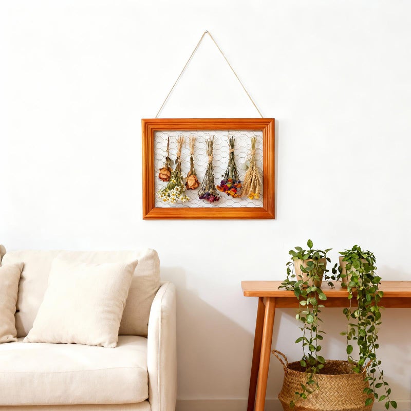 Tnstbiee Rustic Farmhouse Herb & Flower Drying Rack-Wooden Frame for Dried Flower Displays, DIY Craft Projects & Earring Organizer - Perfect for Rustic Home Decor & Wall Artï¼ˆnot contain dried flowersï¼‰ - Image 3