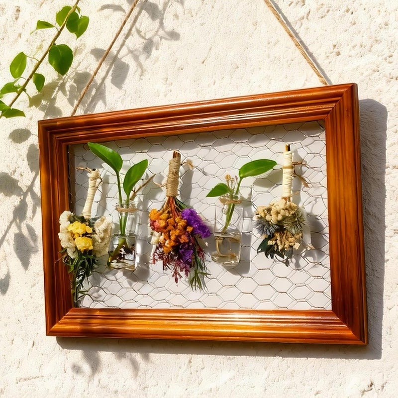Tnstbiee Rustic Farmhouse Herb & Flower Drying Rack-Wooden Frame for Dried Flower Displays, DIY Craft Projects & Earring Organizer - Perfect for Rustic Home Decor & Wall Artï¼ˆnot contain dried flowersï¼‰ - Image 1