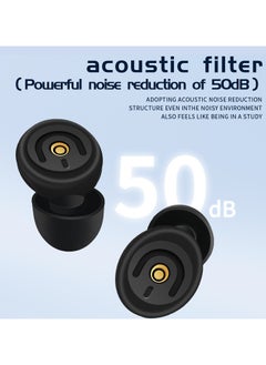 50dB Noise Reduction Protective Earplugs, Sound Isolating and Anti-Interference for Sleeping and Reading, Made of Soft and Flexible Liquid Silicone, Reusable, with 6 Earplugs (Black)