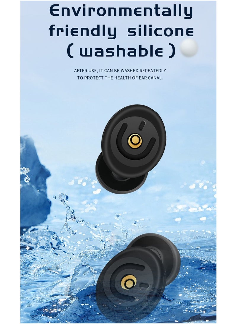 Generic - 50dB Noise Reduction Protective Earplugs, Sound Isolating and Anti-Interference for Sleeping and Reading, Made of Soft and Flexible Liquid Silicone, Reusable, with 6 Earplugs (Black) - Image 1