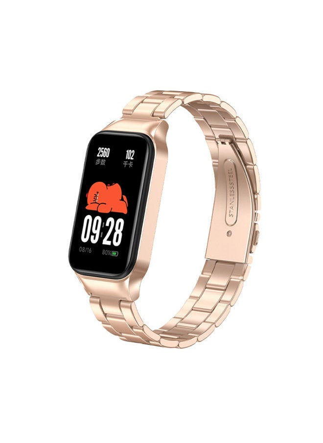 O Ozone Metal Band for Xiaomi Redmi Smart Band 2 3 beads Stainless Steel Metal Bracelet for Redmi Band 2 Smart Wristbands Replacement Watchbands Accessories for Men Women - Rose Gold  - Image 1