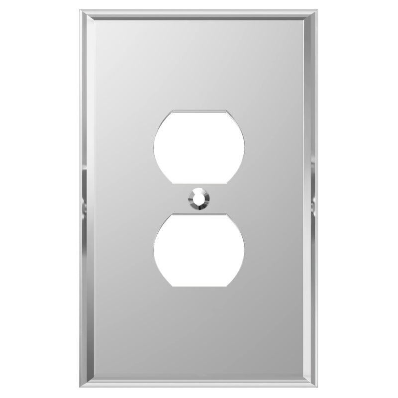 LIDER Duplex Receptacle Wall Plate Mirrored Outlet Cover for Duplex Outlet Plexiglass Outlet Cover Reflective Finish Acrylic Glass Modern Decoration Oversized 1Gang 525 x 344 Silver