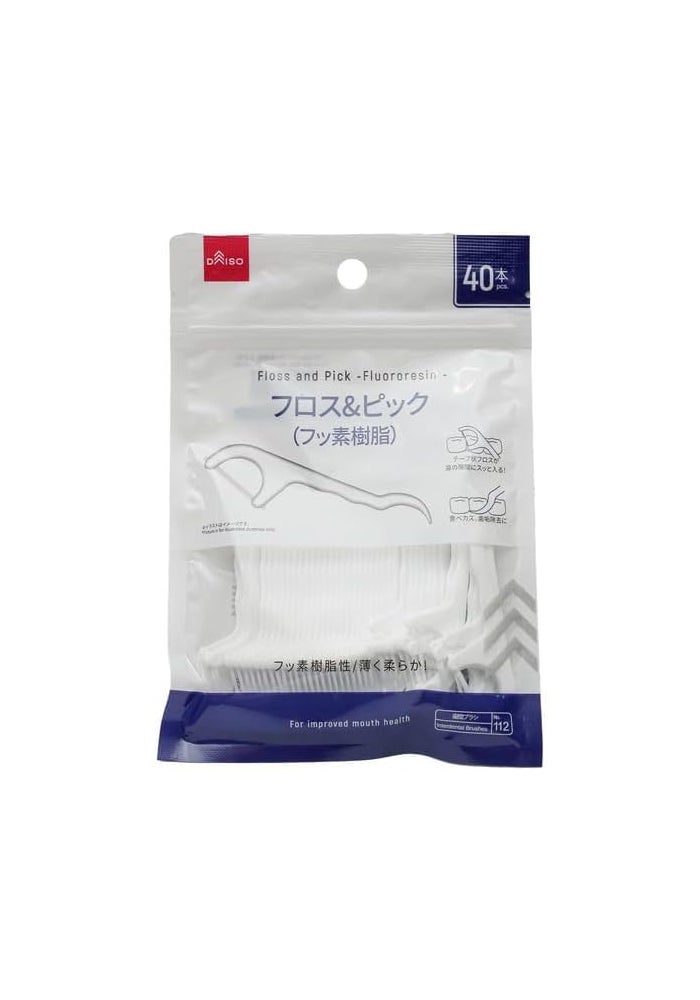 DAISO Fluororesin Dental Floss Picks - 40 Pcs for Clean Teeth & Fresh Breath - Image 1