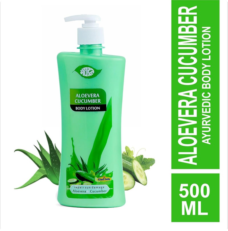 Meghdoot Aloevera Cucumber Intense Hydrating Body Lotion Winter Cream for Men and Women Soft and Glowing Skin 500ml Each Pack of 2 - Image 2