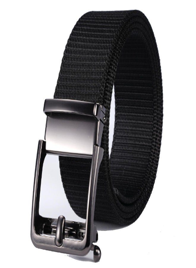 IZUS Men Casual Woven Nylon Belt for Golf Jeans 1-1/2 Inch Wide No Holes Invisible Shaped Alloy Buckle Belt - Image 1