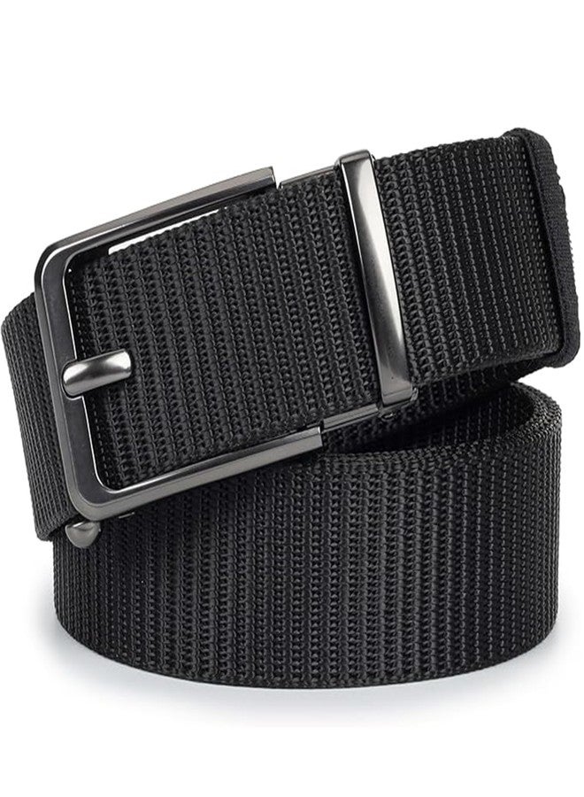 IZUS Men Casual Woven Nylon Belt for Golf Jeans 1-1/2 Inch Wide No Holes Invisible Shaped Alloy Buckle Belt - Image 2
