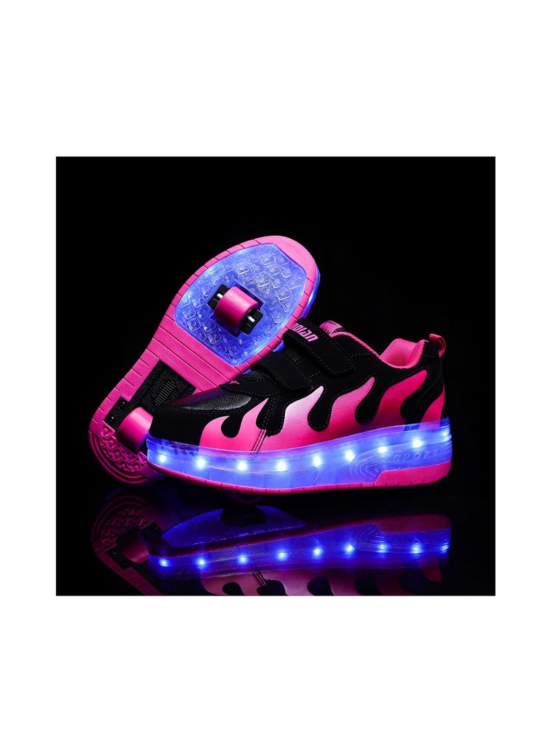 Loquat Breathability Roller Shoes USB Charge Girls Boys Sneakers with Wheels LED Roller Skates Shoes Multicolour  - Image 1