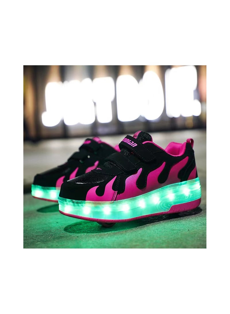 Loquat Breathability Roller Shoes USB Charge Girls Boys Sneakers with Wheels LED Roller Skates Shoes Multicolour  - Image 3