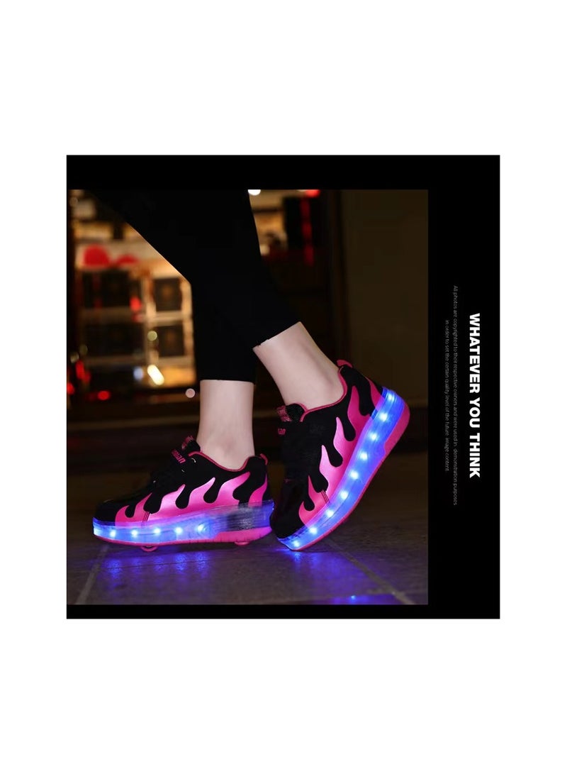 Loquat Breathability Roller Shoes USB Charge Girls Boys Sneakers with Wheels LED Roller Skates Shoes Multicolour  - Image 2