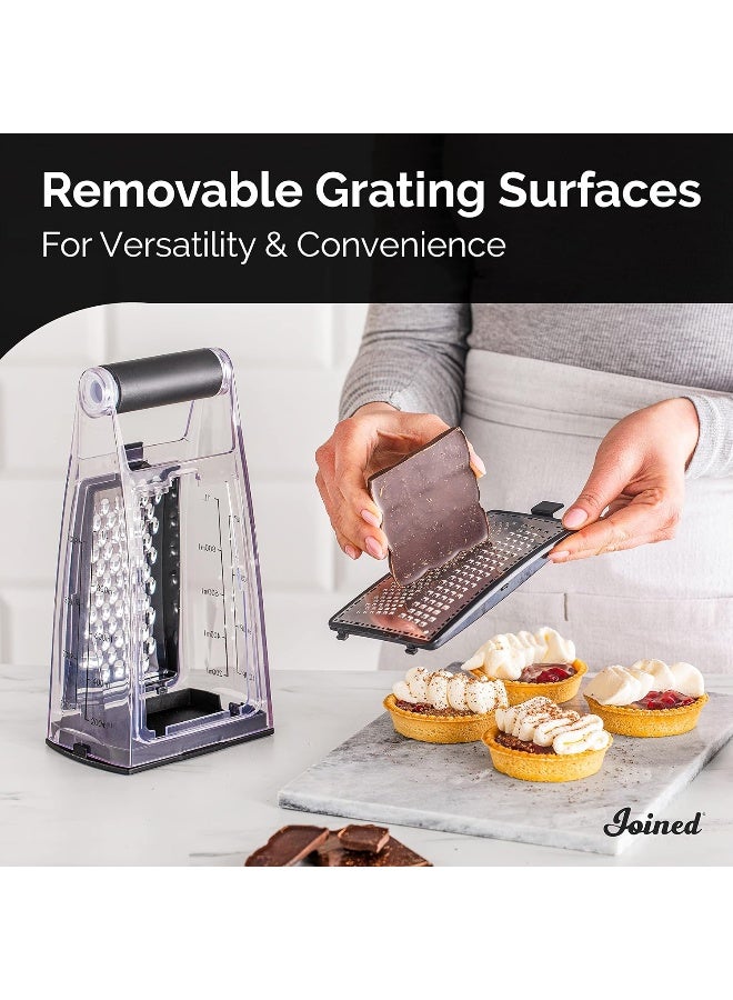 Joined Cheese Grater with Container - Box Grater Cheese Shredder Lemon Zester Grater - Cheese Grater with Handle - Graters for Kitchen Stainless Steel Food Grater - Hand Grater and Vegetable Peeler  - Image 3