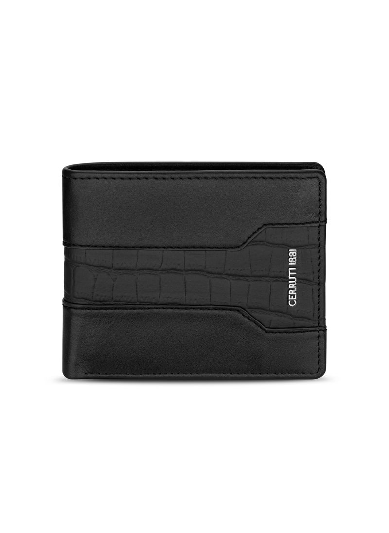 CERRUTI 1881 CERRUTI MENS LEATHER WALLET IN CROCO & PLAIN 110X90MM, BLACK  - Image 1