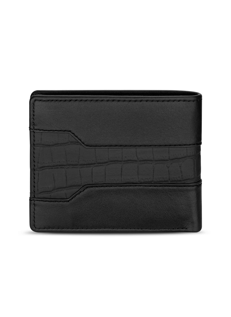 CERRUTI 1881 CERRUTI MENS LEATHER WALLET IN CROCO & PLAIN 110X90MM, BLACK  - Image 2