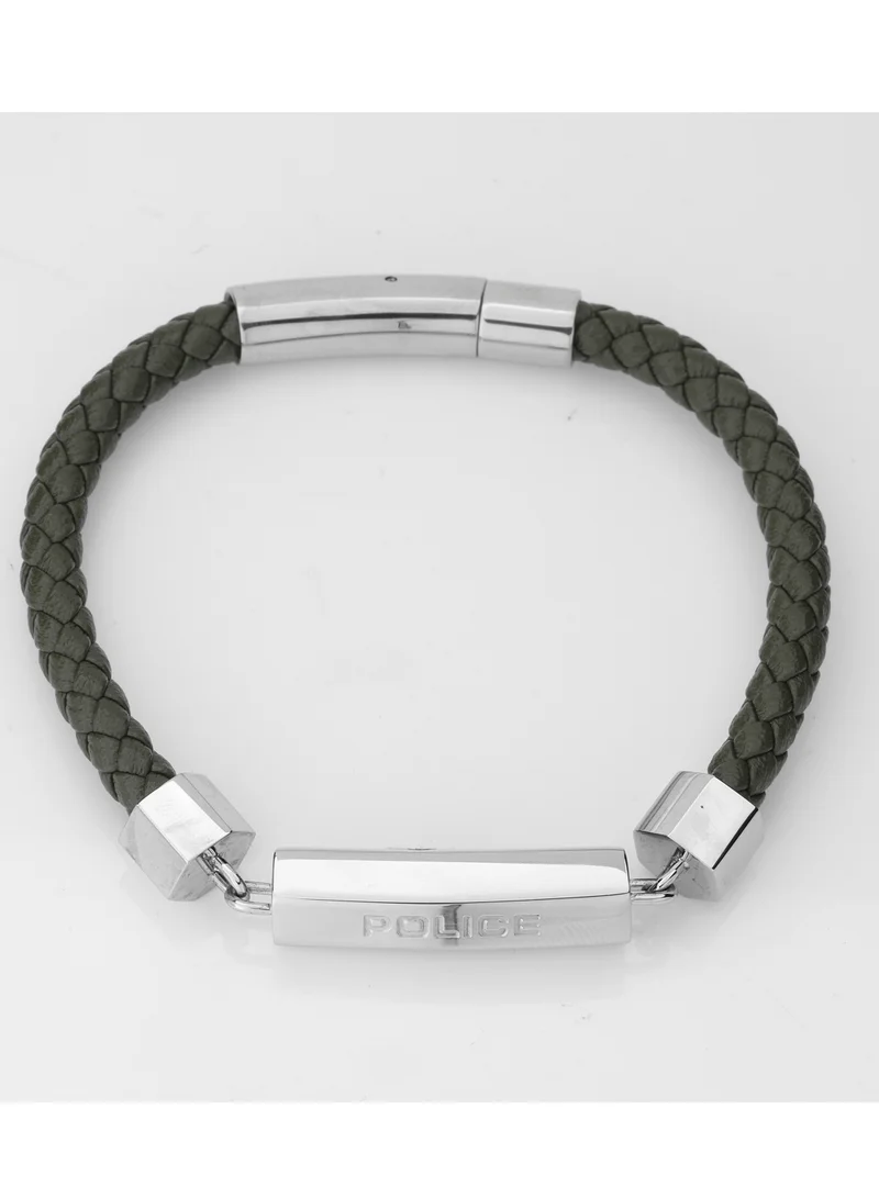بوليس Olive Green Leather Bracelet for Men