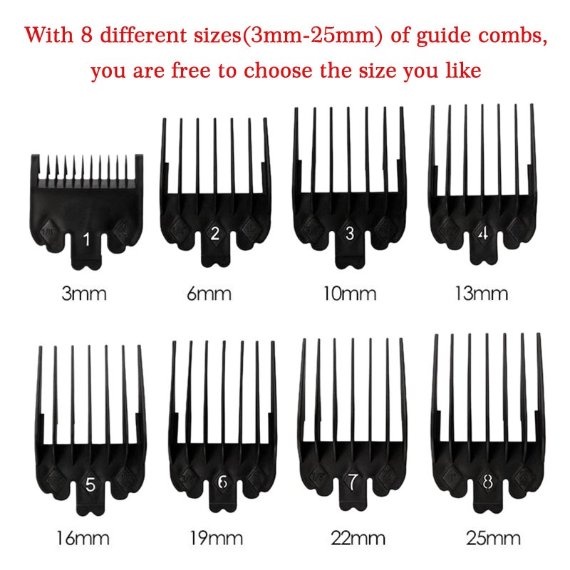 8 Sizes Professional Cutting Guide Comb Set Black Limit Comb Set for Electric Hair Trimmer Shaver Hairdressing Tool  Replacement for Wahl Electric Hair Clipper - Image 4