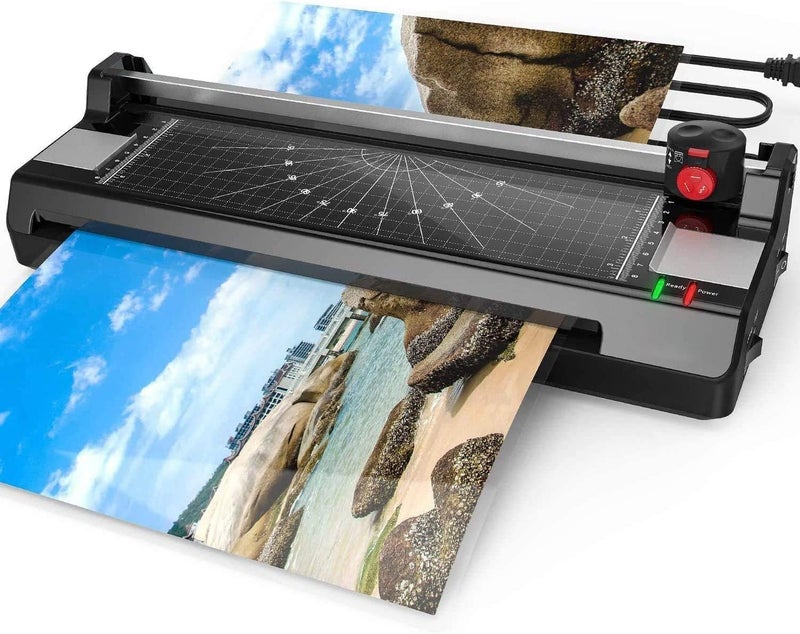 Eficentline Laminator Machine for A3/A4/A6, YE381 13inch Thermal & Cold Laminating Machine for Home Office School Teacher Use with 120 Pouches, Paper Trimmer and Corner Rounder - Image 1