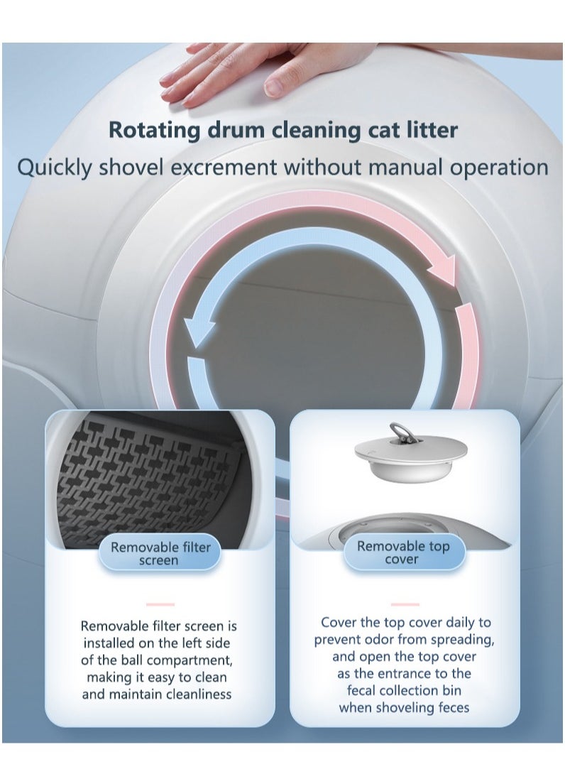 Arabest Cat Litter Box - Anti-Pinch/Odor-Removal Design  Semi-automatically Cat Litter Box, Extra Large for Multiple Cats, All Litter Can Use, Easy Clean, with Garbage Bags/Mats  - Image 3