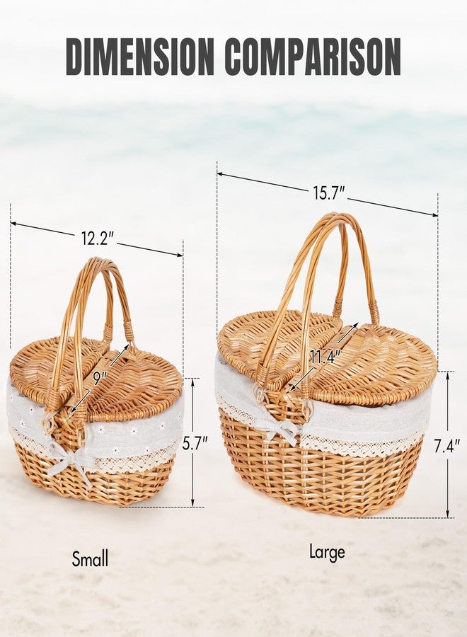 HappyPicnic سلة نزهة هابي بيكنيك 12" - سلة خوص صغيرة مع غطاء مقبض قابل للطي وبطانة قابلة للإزالة | سلة نزهة لطيفة فارغة للأطفال، هدية، هالوين، عيد الميلاد، عيد الحب، عيد الفصح، عيد الميلاد، الزهور - Image 4