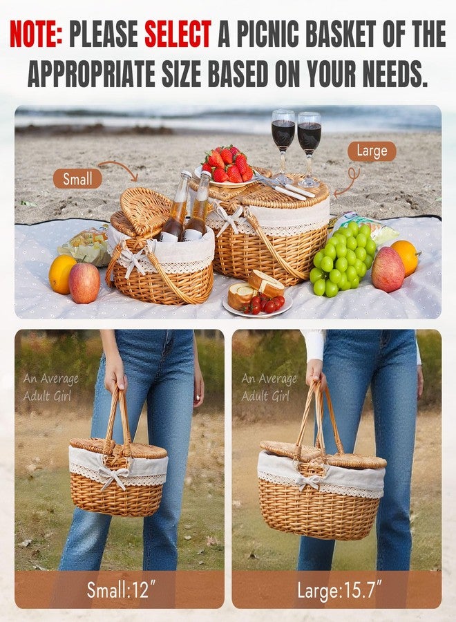 HappyPicnic سلة نزهة هابي بيكنيك 12" - سلة خوص صغيرة مع غطاء مقبض قابل للطي وبطانة قابلة للإزالة | سلة نزهة لطيفة فارغة للأطفال، هدية، هالوين، عيد الميلاد، عيد الحب، عيد الفصح، عيد الميلاد، الزهور - Image 2