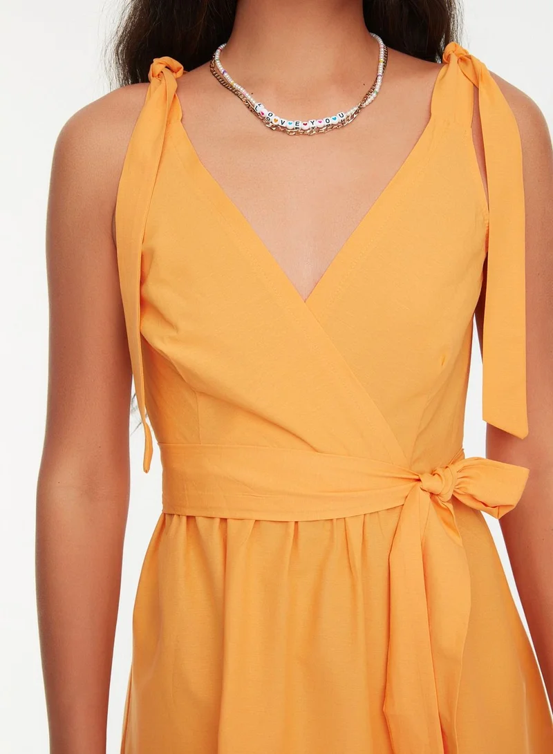 trendyol Tie Detail Double Breasted Knitted Dress