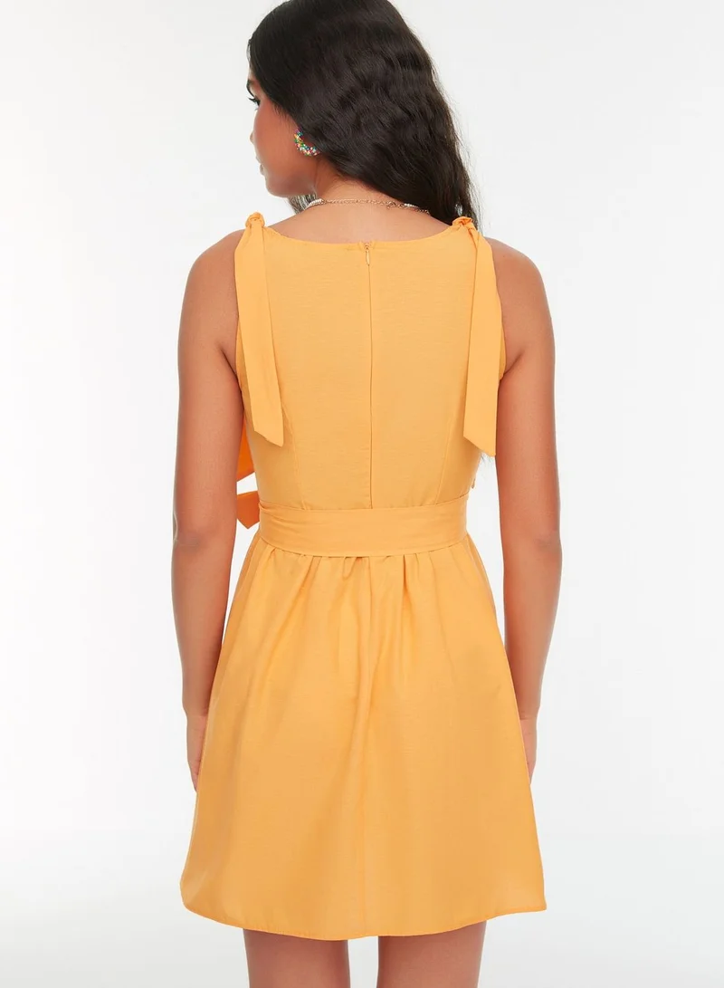 trendyol Tie Detail Double Breasted Knitted Dress