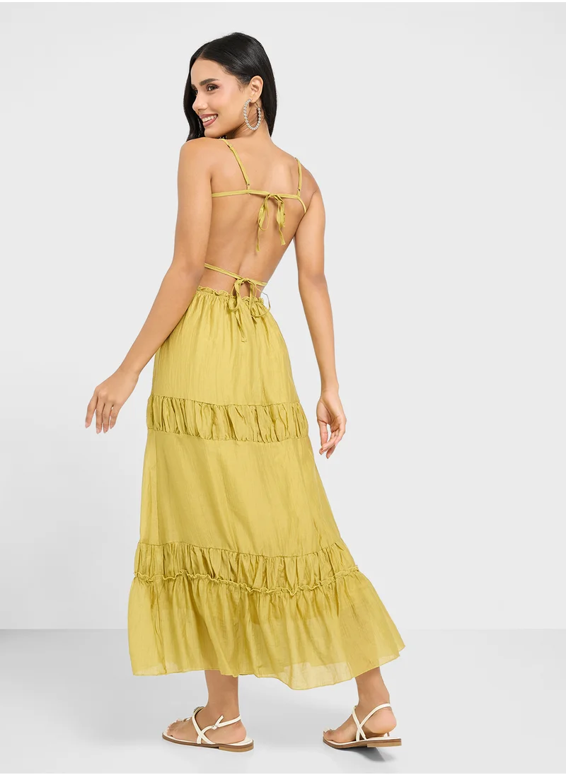 جينجر Strappy A Line Tiered Sun Dress