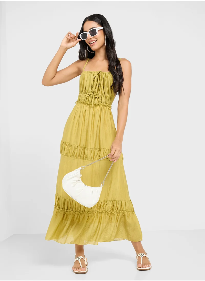 جينجر Strappy A Line Tiered Sun Dress